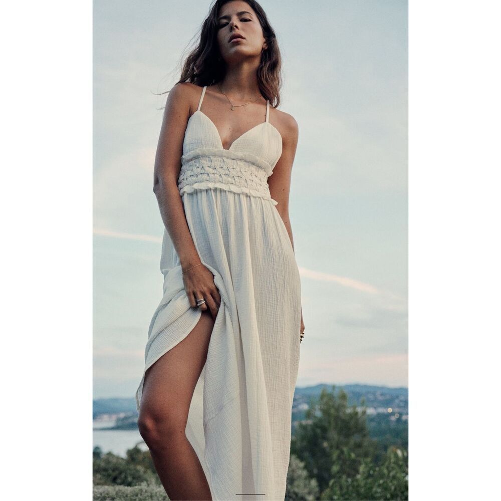 NWT Zara Crochet Waist Midi Dress S (057)
